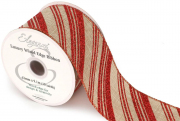 Wired Edge Candy Stripe Glitter - Red / Natural - 63mm x 9.1m