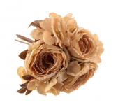 28cm Faux Dried Rose and Hydrangea Bundle - Cream